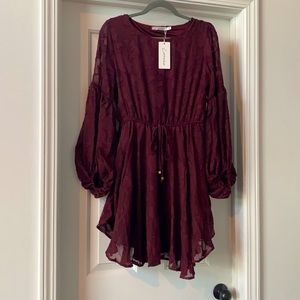 Deep plum long sleeve dress
